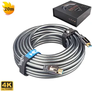 Cabo hdmi banhado a ouro 4k 20 m 20 metros, 24awg hdmi macho para macho hdmi 2.0 cabo com booster 48biits