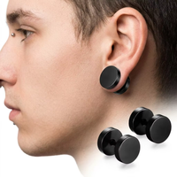 Aroncent Lot de 12 (6 paires) de plugs et écarteurs d'oreille coniques en acier inoxydable noir, 4-10 mm, unisexe