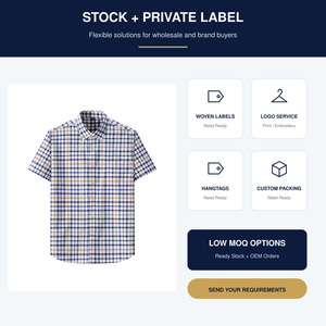 Camisa <span class=keywords><strong>de</strong></span> <span class=keywords><strong>Manga</strong></span> <span class=keywords><strong>Corta</strong></span> para Hombre, 100% Algodón Oxford, <span class=keywords><strong>Cuadros</strong></span>, Cuello con Botones, Estilo Casual <span class=keywords><strong>de</strong></span> Negocios, Verano, Venta al Por Mayor, OEM, Marca Privada - Product Image 6