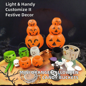 パンプキンバケット子供用カスタムオレンジプラスチックキャンディーバケットハロウィンパンプキンキャンディーバスケット - Product Image 2