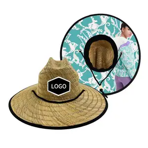 Wholesale Playa Sombrero De Paja Para Hombre Verano Mexican Flag lifeguard beach Straw Hat for men women