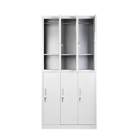 Armoire Métallique à 6 Portes avec Miroir et Serrure à Clé pour Bureau, Salle de Sport, École, Ingénierie, Commerce Extérieur, Vente en Gros