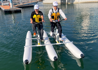 QIQU Vente en gros Vélo aquatique double gonflable portable 3 pontons en aluminium 6061 de 3,0 m pour 2 personnes, idéal pour la location en lac et en station balnéaire