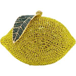 Pochette de soirée pour femme en strass citron, sac à main perlé à motif géométrique pour cocktail - Product Image 1