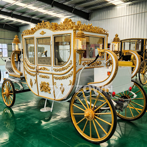 Calèche royale européenne classique, faite à la main, en bois et métal, tirée par des chevaux, pour mariage et accessoires de cinéma - Product Image 5