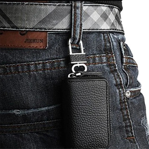 Organizador de Llaves de Cuero para Hombre y Mujer, Ligero, Negro, para Llaves de Auto, Llaves de Casa, Cartera Pequeña y Objetos Esenciales - Product Image 5