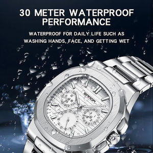 SANDA 7053 Pronta Consegna Orologio al Quarzo Classico a <span class=keywords><strong>6</strong></span> Lancette Quadrato con Cinturino in Acciaio Inossidabile Impermeabile da Uomo Casual Business - Product Image 4