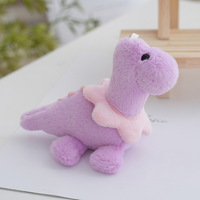 Porte-clés dinosaure en peluche mignon Brontosaurus avec collier fleuri et bavoir tournesol, couleur Morandi, mini breloque de sac en peluche, vente en gros