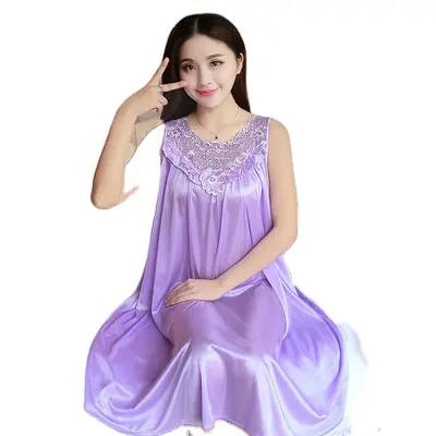 2023 Plus Size Women Pure Silk Pajamas Night Dress For Fat Ladies