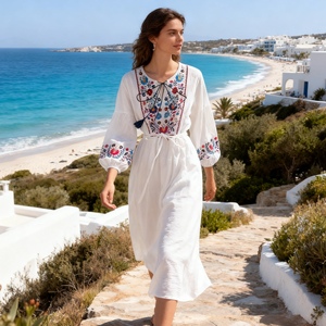 Vestidos Maxi de Playa y Resort para Mujer, con Cordones en la Cintura, Corte en A, Holgados y a la Moda - Product Image 2