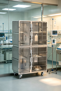 Jaula Reutilizable de Acero Inoxidable de 6 Puertas <span class=keywords><strong>para</strong></span> <span class=keywords><strong>Perros</strong></span> y Gatos, Uso Médico y Veterinario, <span class=keywords><strong>para</strong></span> Hospitales y Cirugía - Product Image 3