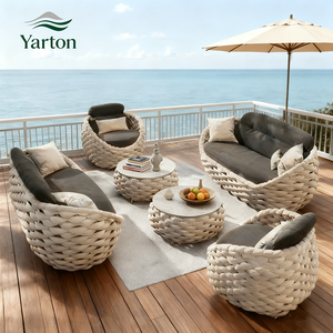 <span class=keywords><strong>Set</strong></span> <span class=keywords><strong>Sofa</strong></span> Taman Modern Tahan Air dan Cuaca, Anyaman Tali untuk Halaman & Hotel - Product Image 1