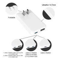 Nuevo Cargador Rápido para Teléfono Móvil, Adaptador de Cargador de Pared con Enchufe Plegable y Reemplazable, Cargador USB Tipo C de 65 W, Cargador Gan