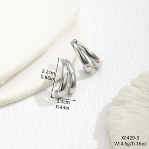 Boucles d'oreilles géométriques en forme de C, en alliage de zinc doré et argenté, bijoux de mode unisexe - Product Image 4