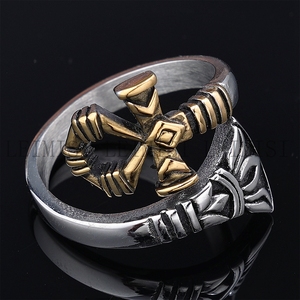 Anillos Ajustables <span class=keywords><strong>de</strong></span> Acero Inoxidable con Ojos <span class=keywords><strong>de</strong></span> Ra <span class=keywords><strong>Horus</strong></span> Ankh Cruzados <span class=keywords><strong>del</strong></span> Antiguo Egipto, Chapados en Oro <span class=keywords><strong>de</strong></span> 18K, Estilo Retro para Hombres y Mujeres - Product Image 5