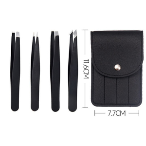 Venta al por mayor de fábrica de acero inoxidable puntiagudo extensiones de 90 grados pinzas para pestañas Utilidad de alta precisión conjunto de Clip para cejas - Product Image 6