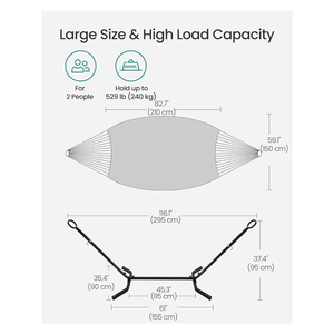 Double <strong>Hammock</strong> with Steel <strong>Frame</strong> Stand Portable <strong>Hammock</strong> <strong>for</strong> Outdoor Garden - Product Image 2