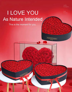 Regali all'Ingrosso per la Festa della Mamma e San Valentino, Rose Eterne Immortali, <span class=keywords><strong>Fiori</strong></span> Preservati in Scatola a Forma di Cuore - Product Image 3
