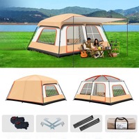 Tenda Camping Otomatis Dua Lapis Oxford, Dua Kamar Satu Ruang Tamu, Luas, Portabel, Anti Panas & Anti Hujan, Untuk Taman