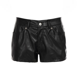 Shorts de Cuero Sintético Negro para Mujer, Cintura Alta, Ajustados, Pantalones Cortos de Cuero Sintético, Ropa Casual de Moda para Mujer, para Otoño e Invierno - Product Image 6