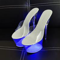 Chaussures de pole dance pour filles, 17 cm, lumineuses à LED, design sexy avec lanière de cheville, légères, rembourrées, recyclables