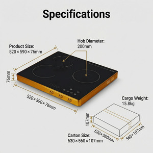 เตาแม่เหล็กไฟฟ้าแบบหลายหัวเตา 3 หัวเตา หน้าจอสัมผัสดิจิตอลอัจฉริยะ 2200W 3500W สแตนเลสสตีล ให้ความร้อนเร็ว หัวเตาแยกอิสระสามหัว - Product Image 2