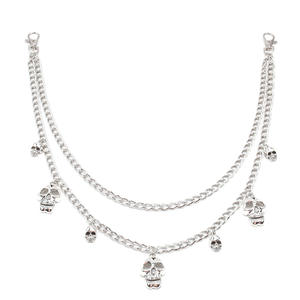 โซ่คาดเอวทรงหัวกะโหลกสไตล์พังก์เมทัล สองชั้น ทำจากโลหะผสมสังกะสี ดีไซน์โครงกระดูกโปร่ง สำหรับงานปาร์ตี้ - Product Image 5