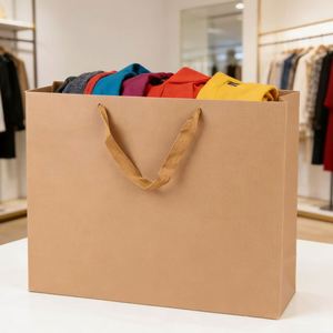 Sacs en papier kraft avec poignée à cordon personnalisés avec logo, recyclables, adaptés aux boutiques, aux cadeaux et aux achats promotionnels - Product Image 4