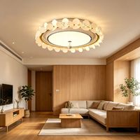 Ventilateur de plafond LED en fer de style antique français avec télécommande, motif rétro sans pales, éclairage haut de gamme pour chambre et salon