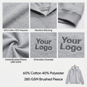 Sudadera con Capucha para Niños, 280 GSM, Algodón y Poliéster, Felpa Cepillada, Corte Regular, Logotipo Bordado Personalizado - Product Image 3