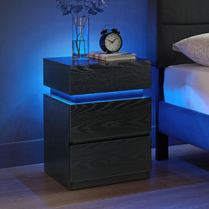 VASAGLE <span class=keywords><strong>Table</strong></span> <span class=keywords><strong>de</strong></span> <span class=keywords><strong>chevet</strong></span> moderne avec éclairage LED <span class=keywords><strong>Table</strong></span> d'appoint couleurs réglables <span class=keywords><strong>Table</strong></span> <span class=keywords><strong>de</strong></span> canapé 2 tiroirs - Product Image 1