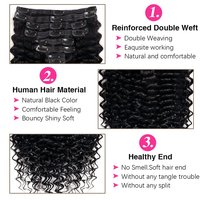 Extensions de cheveux naturels ondulés de 22 pouces, invisibles, à clipser, en cheveux humains bruts, vente chaude d'usine