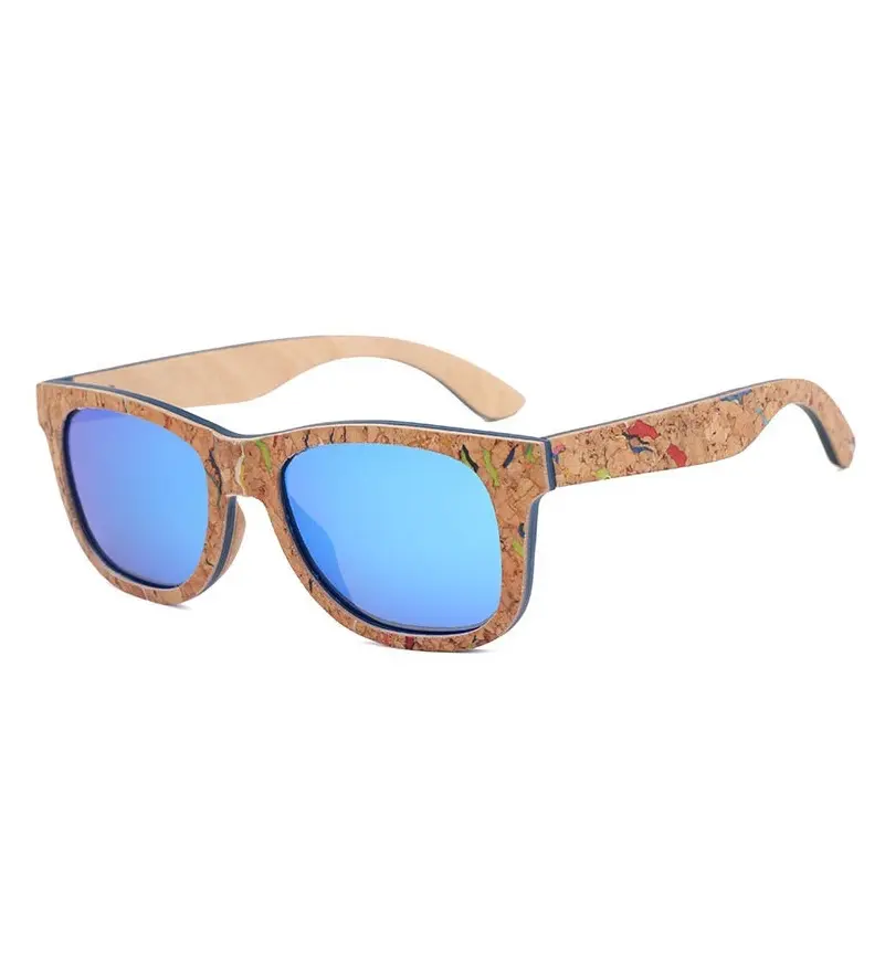 Unique Wooden Sunglasses Men Women Recycled Eyewear Polarized Laminated Cork Wood Frame Sunglasses For Men