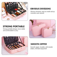 Trousse de maquillage de voyage en cuir PU, sac à cosmétiques de voyage, trousse de maquillage Portable avec séparateurs réglables
