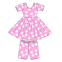 Ensemble short 2 pièces pour femme Sweet Girl, motif floral printanier, tricot respirant, volants, vêtements en coton