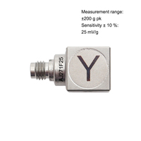 Akselerometer Piezoelektrik Triaksial Mini Industri AJ271F, Paduan Titanium, Sensitivitas 25 MV/g