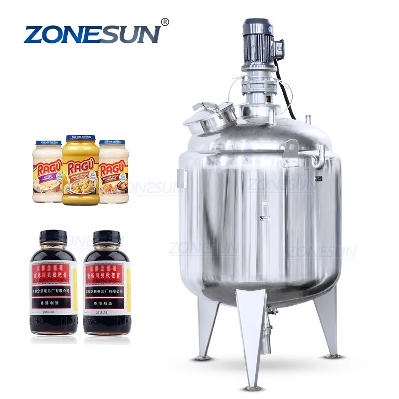 ZONESUN 100L 200L 300L 500L สุขภัณฑ์สแตนเลสแนวตั้งเครื่องสำอางอุปกรณ์ผสมสารเคมีเหลวถัง