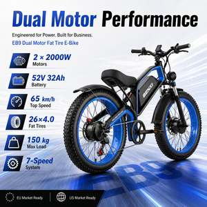 Bicicleta Eléctrica Todoterreno de 4000W con Doble Motor y Neumáticos Anchos, 52V 32Ah de Largo Alcance, 26x4.0, Bicicleta Eléctrica de Montaña, Fabricante OEM ODM EB9, Potente Doble Motor - Product Image 4