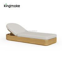 Chaise longue de plage moderne en teck réglable pour hôtel, terrasse de piscine, villa, resort, chaise longue commerciale