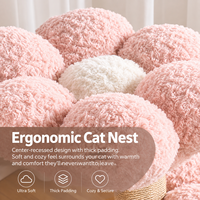 Arbre à chat mignon en forme de fleur avec niche, griffoir en sisal chaud et jouets interactifs pour chats d'intérieur