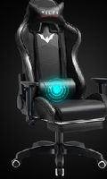 Chaise de jeu AOR ergonomique avec repose-pieds, massage, soutien lombaire, hauteur réglable, siège pivotant à 360°, appuie-tête en PU et acier inoxydable