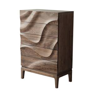 Commode à cinq tiroirs en bois massif Wanjulai, style moderne minimaliste, pour salon et chambre. - Product Image 2