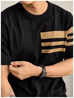 Nouvelle chemise d'été pour homme à manches courtes en maille rayée, coupe ajustée en soie glacée