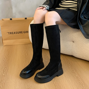 <span class=keywords><strong>Bottes</strong></span> <span class=keywords><strong>hautes</strong></span> en daim pour femmes, taille 35-45, 712-9, mollet large, semelle épaisse, fermeture éclair latérale, coupe large, chaussures décontractées d'hiver pour femmes - Product Image 1
