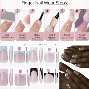 60 faux <span class=keywords><strong>ongles</strong></span> carrés courts français en acrylique, couvrance totale, pour mains et pieds, à presser - Product Image 1