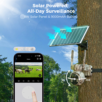 Caméra de sécurité solaire sans fil Eseecloud 4G avec carte SIM, dôme PTZ, 4MP CMOS, IP66 étanche, H.265, vision nocturne 360° extérieure