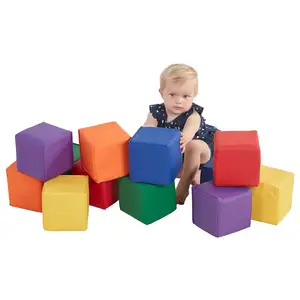 Blocs colorés d'escalade en mousse pour enfants, jeu doux pour tout-petits, cubes en mousse assortis de 12 pièces, blocs de construction pour tout-petits