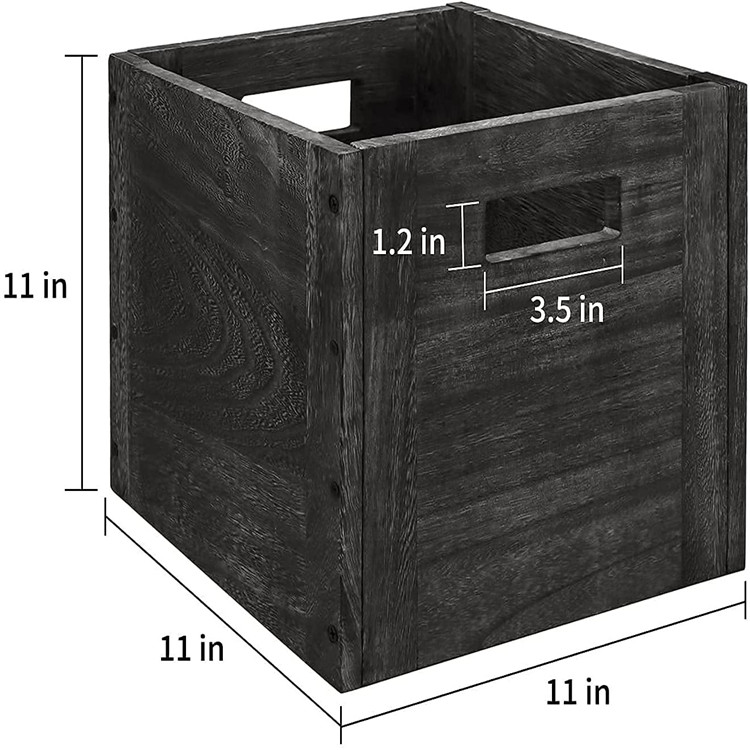 Wooden Decorative Storage Cube Boxes with Handles Large Storage Baskets For Shelves
