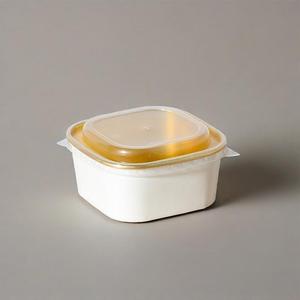 Bol en papier rectangulaire carré personnalisé en feuille d'argent pour restauration rapide, contenants d'emballage alimentaire, bol à salade en papier avec couvercle - Product Image 1