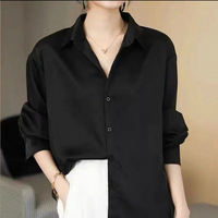 Chemise de Bureau à Manches Longues en Satin Lisse de Haute Qualité pour Femme